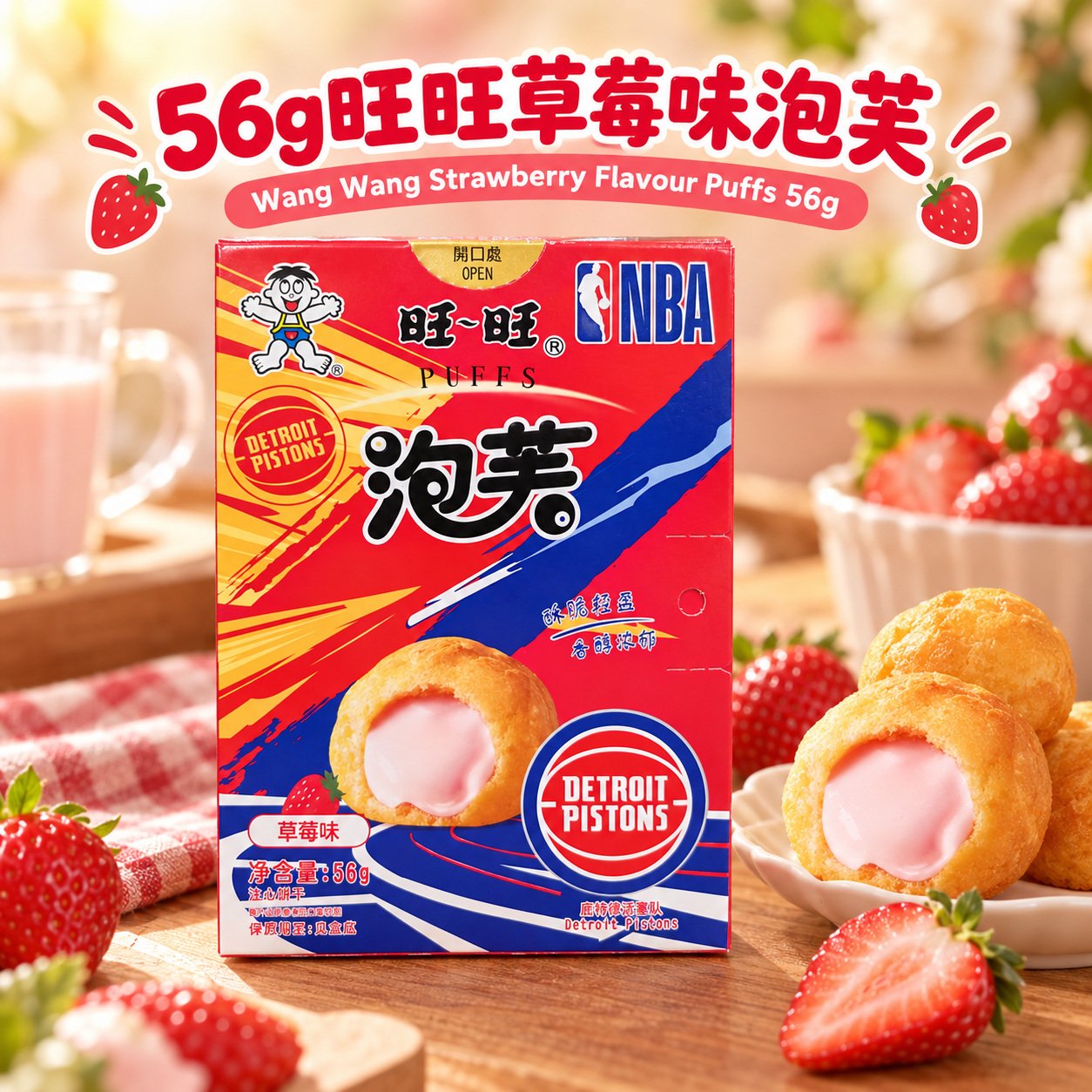 01 56g旺旺泡芙【草莓味】盒 - Image 1