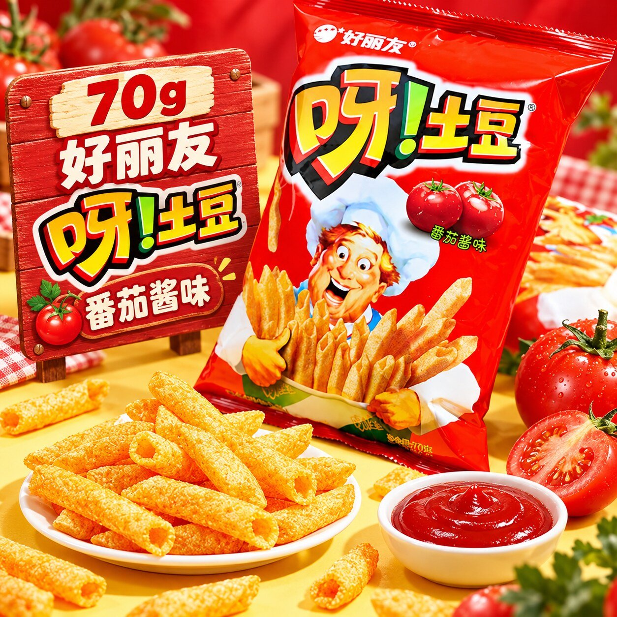 01 70g好丽友 - 呀i土豆【番茄酱味】 - Image 1